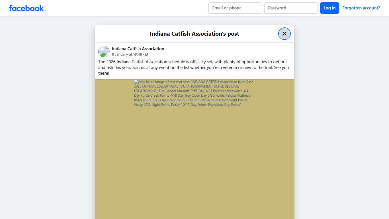 The 2026 Indiana Catfish... - Indiana Catfish Association Facebook